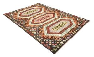 Tappeto Kilim Stilizzato Marrone Scuro Arancione 178x248 Cm