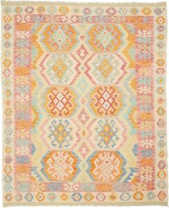 Tappeto Kilim Stilizzato Becco Di Corda Rosa 155x193 Cm