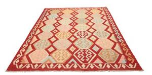 Tappeto Kilim Geometrico Rosso Beige 185x241 Cm