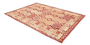 Tappeto Kilim Geometrico Rosso Beige 176x252 Cm