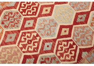 Tappeto Kilim Geometrico Rosso Beige 176x252 Cm