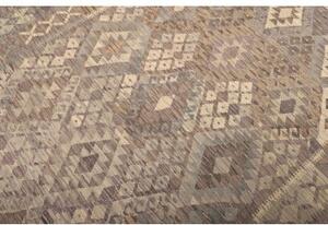 Tappeto Kilim Geometrico Marrone Tortora Beige 212x293 Cm