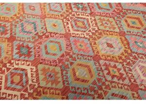 Tappeto Kilim Geometrico Rosso Mattone Multicolore 205x294 Cm