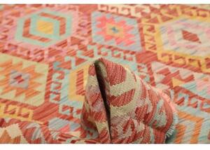 Tappeto Kilim Geometrico Rosso Mattone Multicolore 205x294 Cm