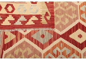Tappeto Kilim Geometrico Rosso Beige 176x252 Cm