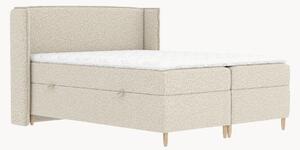 Letto boxspring in bouclé fatto a mano con contenitore Segni