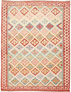 Tappeto Kilim Geometrico Rosso Mattone Avorio 158x204 Cm