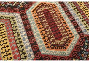 Tappeto Kilim Stilizzato Nero Multicolore 201x289 Cm