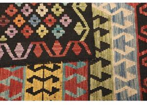 Tappeto Kilim Stilizzato Nero Multicolore 201x289 Cm