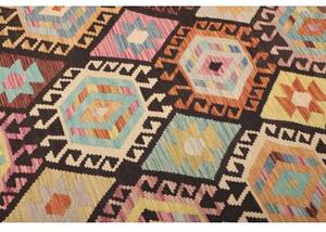 Tappeto Kilim Geometrico Marrone Scuro Multicolore 169x247 Cm
