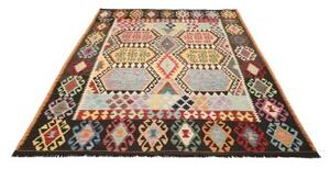 Tappeto Kilim Stilizzato Marrone Scuro Multicolore 184x233 Cm