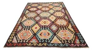 Tappeto Kilim Geometrico Marrone Scuro Multicolore 169x247 Cm