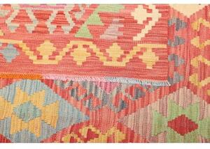 Tappeto Kilim Geometrico Rosso Corallo Multicolore 201x287 Cm
