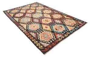 Tappeto Kilim Geometrico Marrone Scuro Multicolore 169x247 Cm