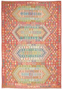 Tappeto Kilim Stilizzato Rosso Mattone Multicolore 208x301 Cm