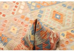Tappeto Kilim Geometrico Arancione Azzurro 153x195 Cm