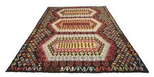 Tappeto Kilim Stilizzato Nero Multicolore 201x289 Cm