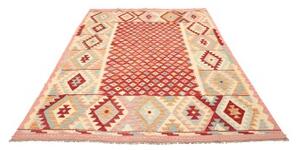 Tappeto Kilim Geometrico Rosso Beige 180x244 Cm