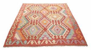 Tappeto Kilim Stilizzato Rosso Mattone Multicolore 153x192 Cm
