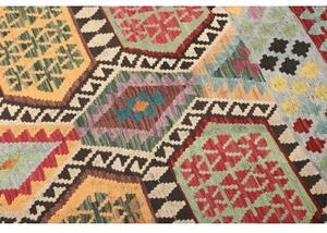 Tappeto Kilim Stilizzato Marrone Scuro Multicolore 184x233 Cm