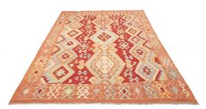 Tappeto Kilim Geometrico Arancione Rosso Mattone 182x248 Cm