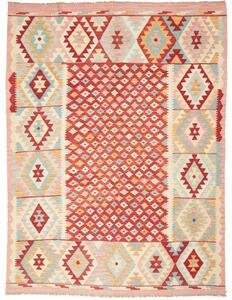 Tappeto Kilim Geometrico Rosso Beige 180x244 Cm