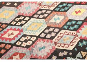 Tappeto Kilim Geometrico Marrone Scuro Multicolore 157x204 Cm