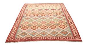 Tappeto Kilim Geometrico Rosso Mattone Avorio 158x204 Cm