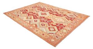 Tappeto Kilim Geometrico Arancione Rosso Mattone 182x248 Cm