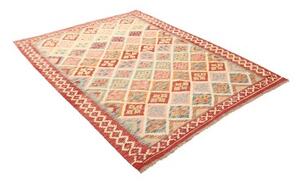 Tappeto Kilim Geometrico Rosso Mattone Avorio 158x204 Cm