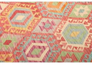 Tappeto Kilim Geometrico Rosso Corallo Multicolore 201x287 Cm