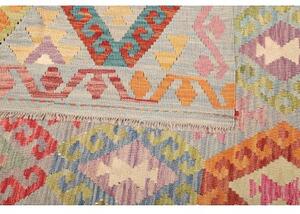 Tappeto Kilim Stilizzato Azzurro Rosso Corallo 186x244 Cm
