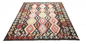 Tappeto Kilim Geometrico Marrone Scuro Multicolore 157x204 Cm
