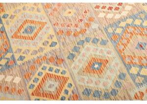 Tappeto Kilim Geometrico Arancione Azzurro 153x195 Cm