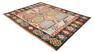 Tappeto Kilim Stilizzato Marrone Scuro Multicolore 184x233 Cm