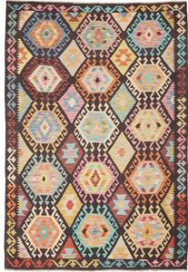 Tappeto Kilim Geometrico Marrone Scuro Multicolore 169x247 Cm