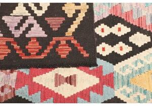 Tappeto Kilim Geometrico Marrone Scuro Multicolore 157x204 Cm