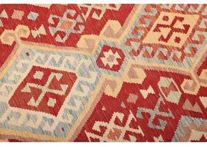 Tappeto Kilim Geometrico Arancione Rosso Mattone 182x248 Cm