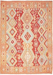 Tappeto Kilim Geometrico Arancione Rosso Mattone 182x248 Cm