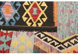 Tappeto Kilim Stilizzato Marrone Scuro Multicolore 184x233 Cm