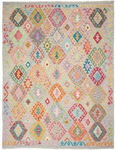 Tappeto Kilim Stilizzato Azzurro Rosso Corallo 186x244 Cm