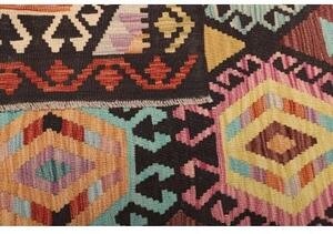 Tappeto Kilim Geometrico Marrone Scuro Multicolore 169x247 Cm
