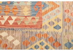 Tappeto Kilim Geometrico Arancione Azzurro 153x195 Cm