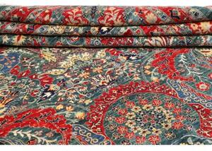 Tappeto Floralia Stilizzato Azzurro Rosso Mattone 301x410 Cm
