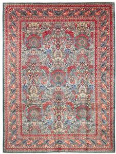Tappeto Floralia Stilizzato Azzurro Rosso Mattone 301x410 Cm