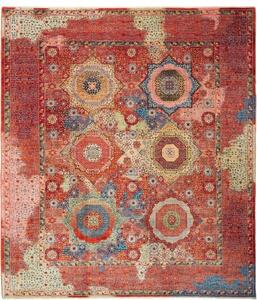 Tappeto Kairo Geometrico Rosso Ruggine Blu Cobalto 253x287 Cm