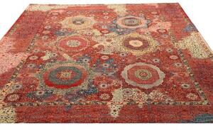 Tappeto Kairo Geometrico Rosso Ruggine Blu Cobalto 253x287 Cm