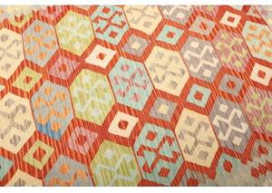 Tappeto Kilim Geometrico Celeste Mattone 201x289 Cm