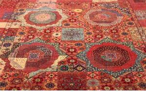 Tappeto Kairo Geometrico Rosso Mattone Azzurro 200x303 Cm
