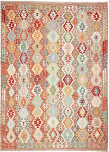 Tappeto Kilim Geometrico Marrone Multicolore 210x284 Cm